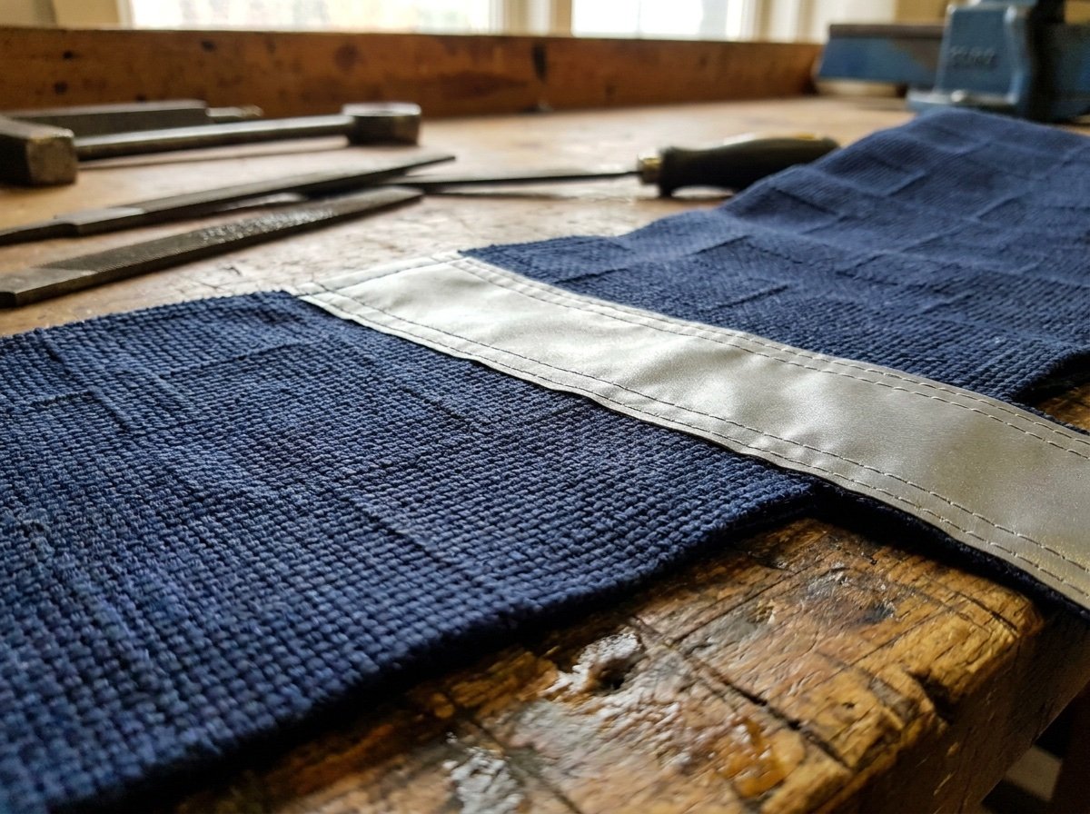 Coveralls fabric and embroidery detail